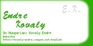 endre kovaly business card